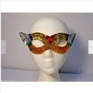 SEQUIN MASK Gold Silver Halloween Costume Party Carnival Masquerade Mardi Gras